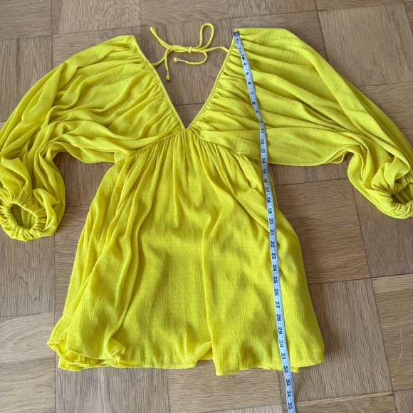 Tularosa Nola Mini Dress Medium Vibrant Yellow Drapey Fit Side Zip Closure - Picture 11 of 12